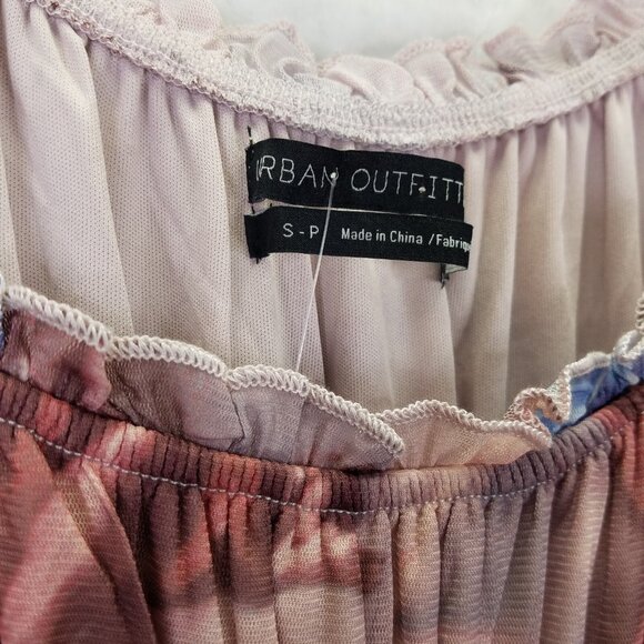 Urban Outfitters Rose Mesh Romper Women's S Cap Sleeve Babydoll Empire Waist NEW - Picture 6 of 16